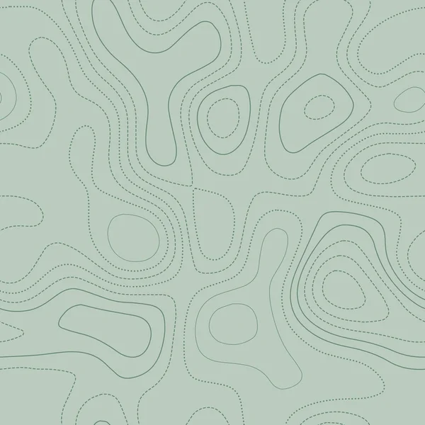 Terrain topography Actual topographic map in green tones seamless design posh tileable pattern — Stock Vector