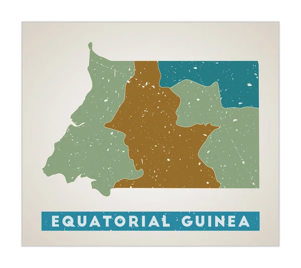 Äquatorialguinea Landkarte Poster mit Regionen Alte Grunge Textur Form von Äquatorialguinea — Stockvektor