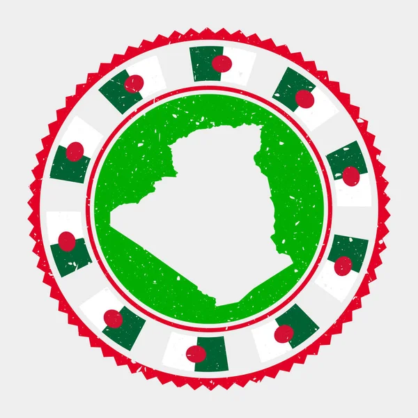 Alžírsko grunge razítko Kulaté logo s mapou a vlajkou Alžírska Země razítko Vektorová ilustrace — Stockový vektor