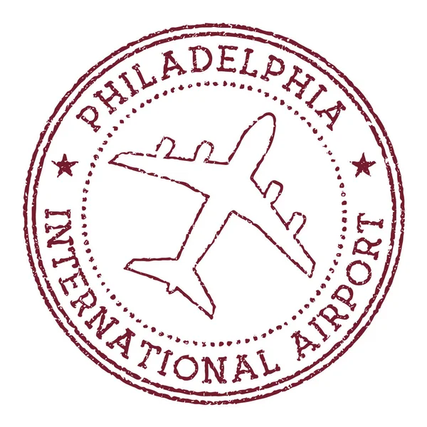 Philadelphia Uluslararası Havalimanı damgalı. Philadelphia yuvarlak logo taşıyıcı illüstrasyonu. — Stok Vektör