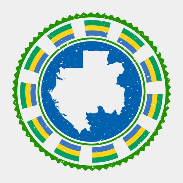 Gabão grunge carimbo Logotipo redondo com mapa e bandeira do Gabão País carimbo ilustração vetorial —  Vetores de Stock
