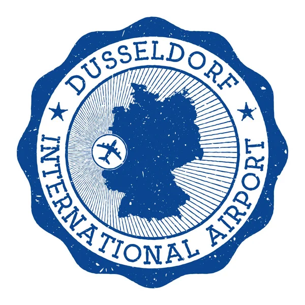 Düsseldorf Uluslararası Havaalanı damgalı Düsseldorf Havaalanı yuvarlak logosu Almanya üzerinde yer almaktadır.