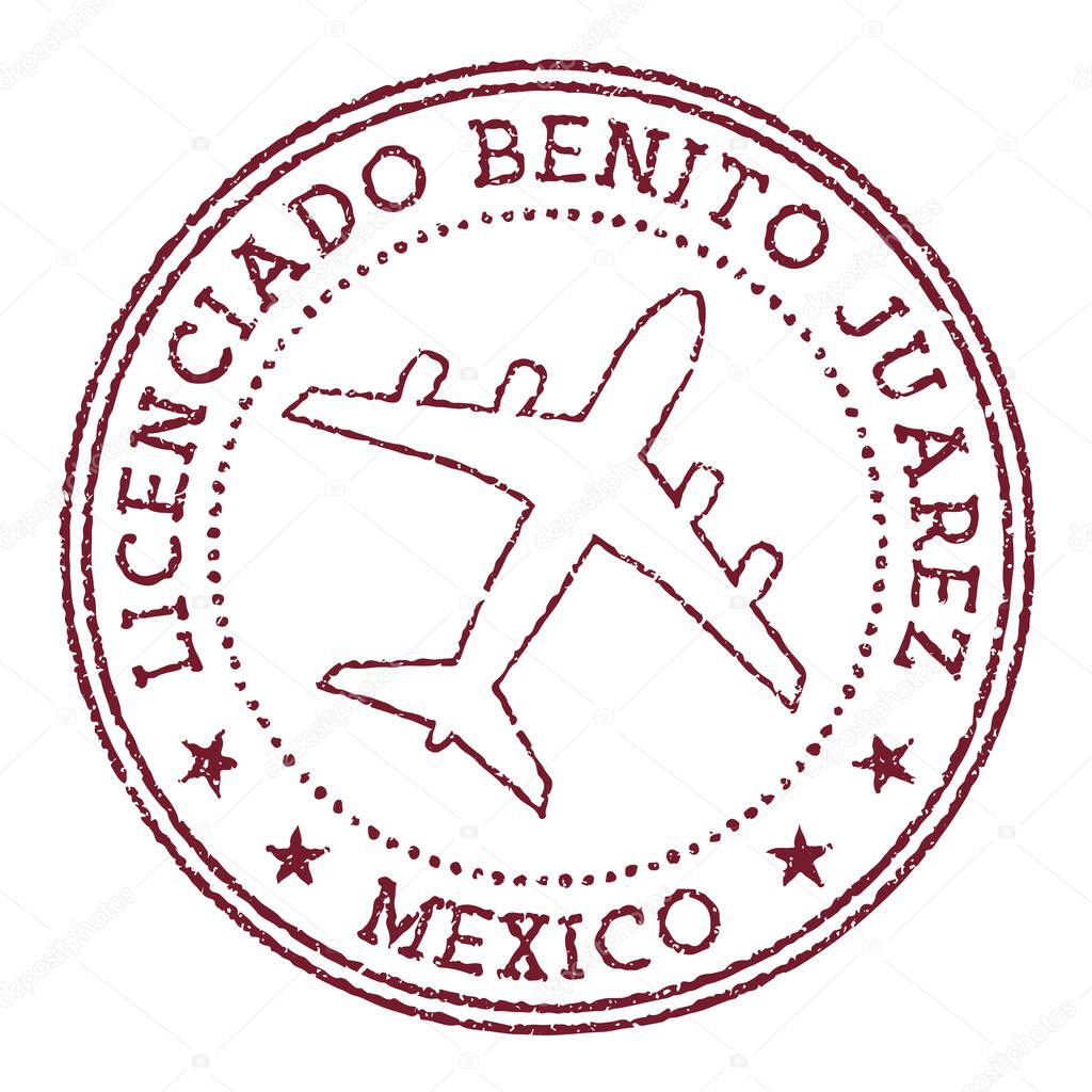 Licenciado Benito Juarez Mexico stamp Airport of Mexico City round logo Vector illustration