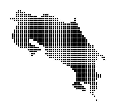 Kosta Rika haritası ülkenin noktalı stil haritaları için dikdörtgenlerle dolu