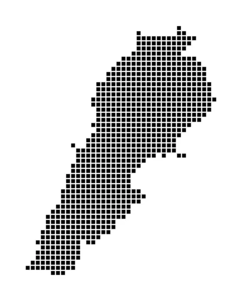 Líbano mapa Mapa do Líbano em estilo pontilhado Fronteiras do país cheias de retângulos para o seu — Vetor de Stock