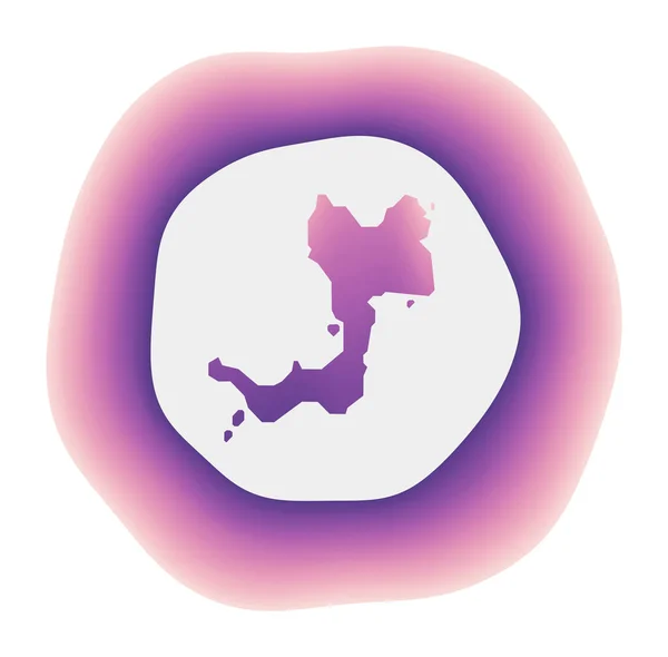 Canouan icoon Kleurrijk gradiënt logo van het eiland Paars rood Canouan afgerond bord met kaart voor — Stockvector