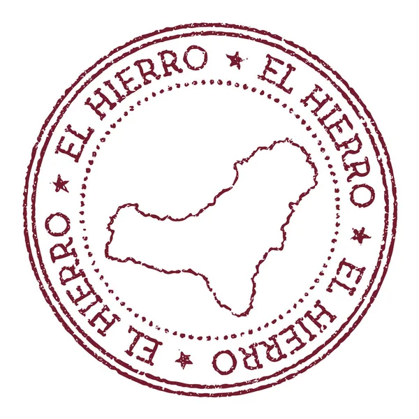 Sello de caucho redondo El Hierro con mapa insular Sello de pasaporte rojo vintage con texto circular y — Archivo Imágenes Vectoriales