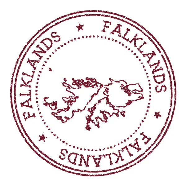 附有国家地图的福克兰群岛圆形橡皮图章复古红色护照图章 — 图库矢量图片