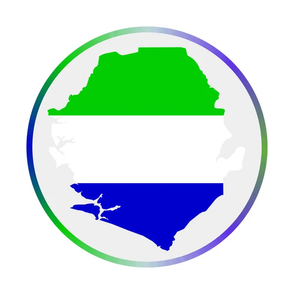 Icono de Sierra Leona Forma del país con la bandera de Sierra Leona Signo redondo con degradado de colores de la bandera — Vector de stock