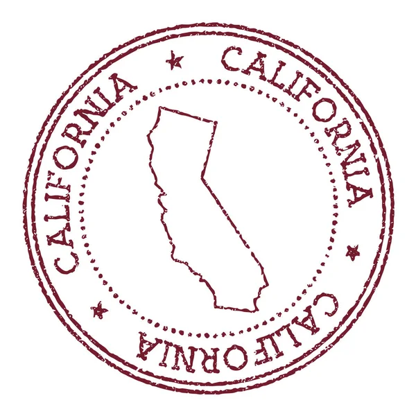 Kalifornien runda gummi stämpel med oss statskarta Vintage rött pass stämpel med cirkulär text och — Stock vektor
