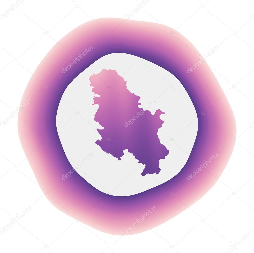 Serbia icon Colorful gradient logo of the country Purple red Serbia rounded sign with map for your