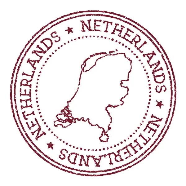 Netherlands round rubber stamp with country map Vintage red passport stamp with circular text and — Stock Vector