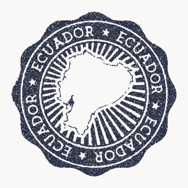 Ekvador damgası Ülke vektör illüstrasyonunun adı ve haritasıyla seyahat kauçuk damgası