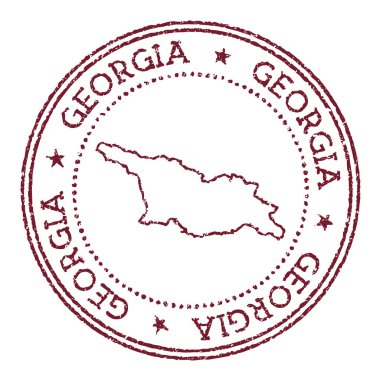 Ülke haritası olan Gürcistan yuvarlak lastik damgası dairesel metin ve kırmızı pasaport damgası