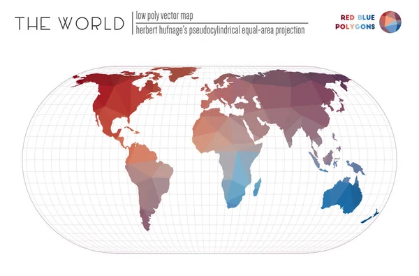 多面体世界地图赫伯特 · 胡图基伪细胞分裂均衡投影世界红外光体 — 图库矢量图片