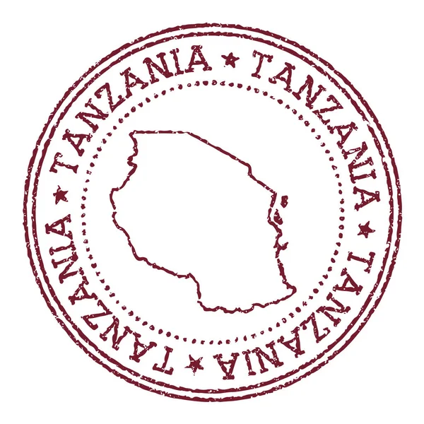 Tanzania sello de goma redonda con mapa del país Vintage sello de pasaporte rojo con texto circular y — Vector de stock