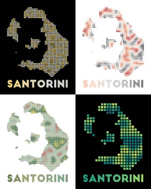 Santorini harita Koleksiyonu Santorini 'nin noktalı stil haritası Adanın sınırlarıyla dolu