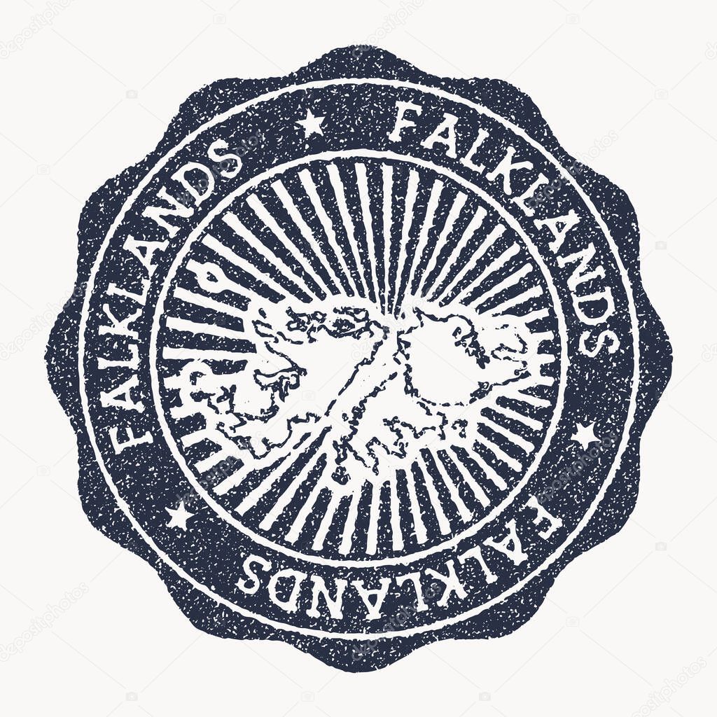 Falklands stamp Travel rubber stamp with the name and map of country vector illustration Can be