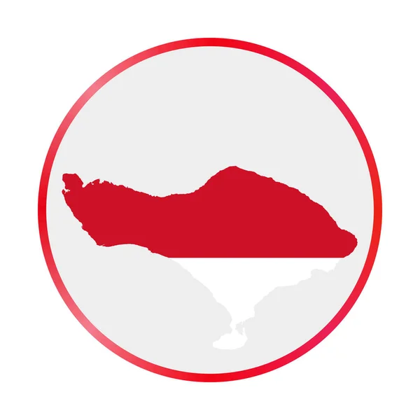 Icono de Bali Forma de la isla con bandera de Bali Signo redondo con anillo degradado de colores de la bandera — Vector de stock