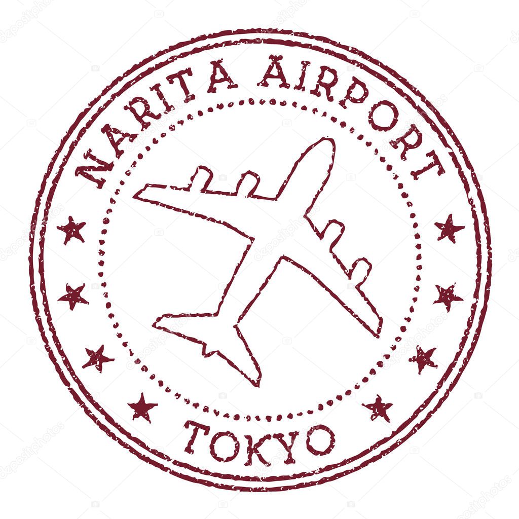Narita Airport Tokyo stamp Airport of Tokyo round logo Vector illustration