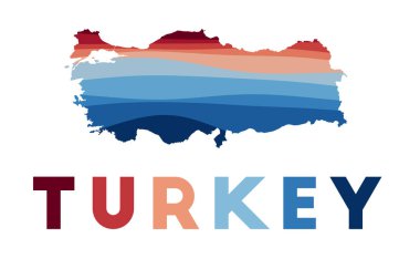 Türkiye, Türkiye 'nin kırmızı mavi renkli güzel geometrik dalgalarıyla haritasını çıkartıyor