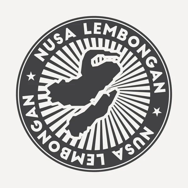Круглый логотип Нуса Лембонган Винтажный дорожный бейдж с круговым названием и картой островного вектора — стоковый вектор