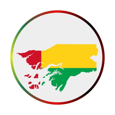 GuineaBissau icon Shape of the country with GuineaBissau flag Round sign with flag colors