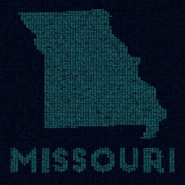 Missouri tech map Us state symbol in digital style Cyber map of Missouri with us state name