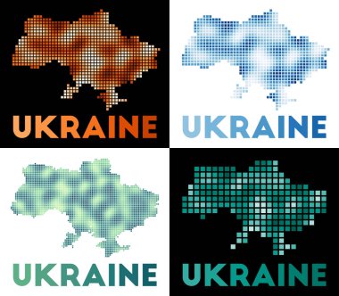 Ukraine map Collection of map of Ukraine in dotted style Borders of the country filled with