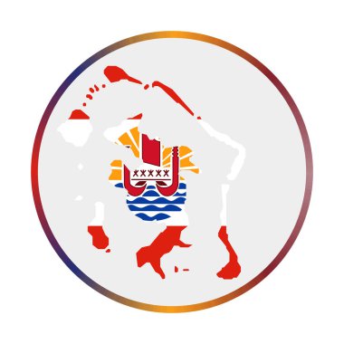 Bora Bora simgesi. Adanın Bora Bora bayrağı şekli. Bayrak renkleri eğimli yuvarlak tabela.