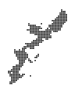 Okinawa Adası haritası Okinawa Adası 'nın noktalı stil haritası Adanın sınırlarıyla dolu