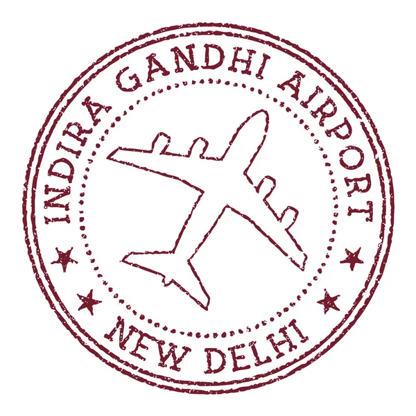 Indira Gandhi Airport New Delhi stamp Airport of New Delhi round logo Vector illustration — Stock Vector