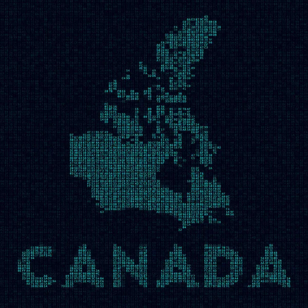 Carte technologique du Canada Symbole du pays en style numérique Cyber carte du Canada avec le nom du pays Vecteur cool — Image vectorielle