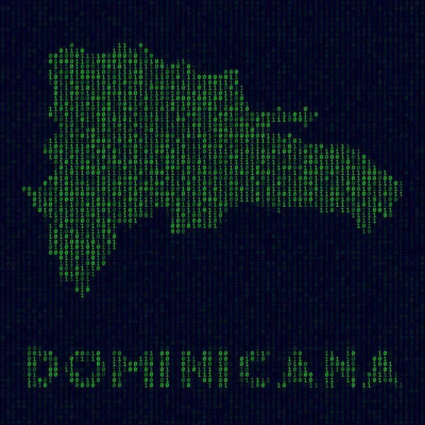 Цифровий логотип Домінікани Символ країни в хакерському стилі Binary code map of Dominicana with country — стоковий вектор