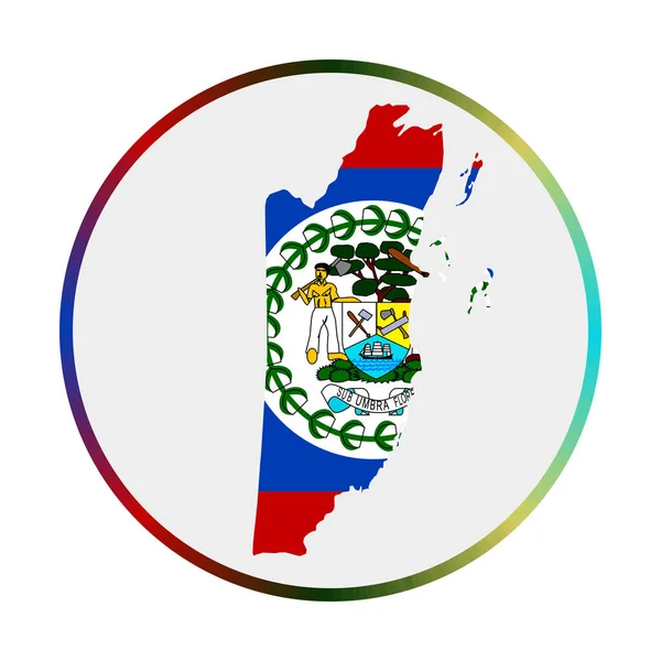 Icono de Belice Forma del país con bandera de Belice Signo redondo con anillo de degradado de colores de la bandera — Archivo Imágenes Vectoriales