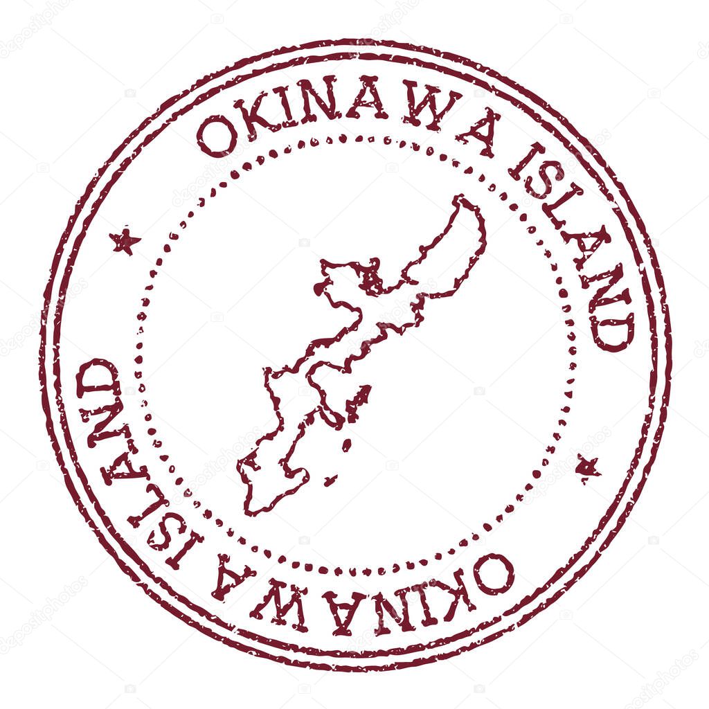 Okinawa Island timbro di gomma rotondo con mappa dell'isola timbro ...