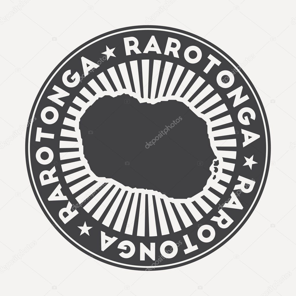 Rarotonga round logo Vintage travel badge with the circular name and map of island vector