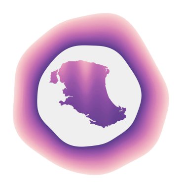 Papağan Kay simgesi Adanın rengarenk logosu Mor Kırmızı Papağan Cay haritayla çevrili