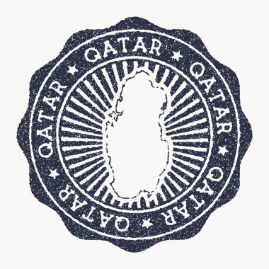 Katar damgası Ülke vektör illüstrasyonunun adı ve haritasına sahip Seyahat lastik damgası kullanılabilir