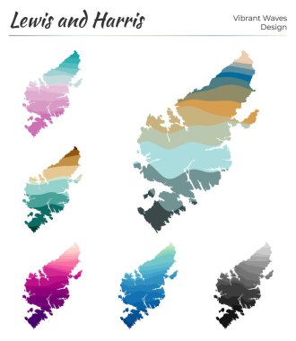 Lewis ve Harris Vibrant dalgalarının vektör haritaları Geometrik adanın Parlak haritasını dizayn eder