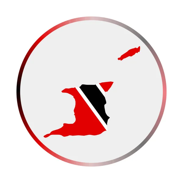 Trinidad och Tobago ikon Form av landet med Trinidad och Tobago flagga Rund skylt med flagga — Stock vektor