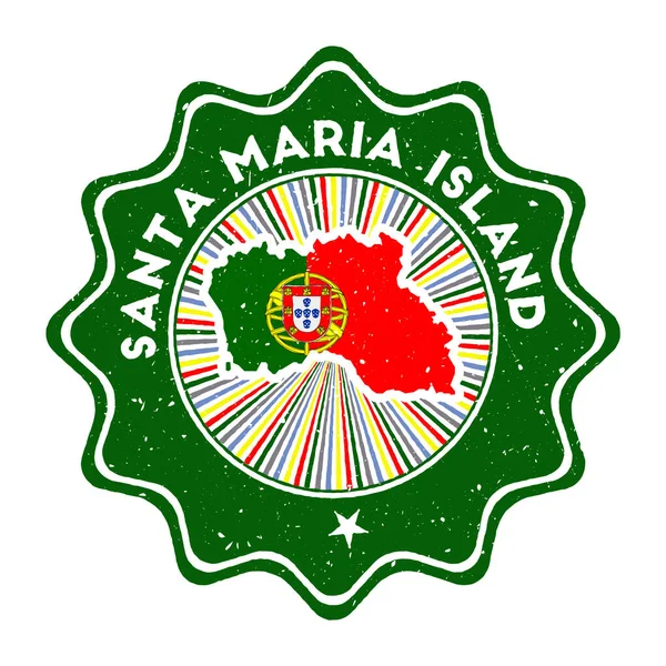 Кругла марка острова Санта-Марія з острівною картою та прапором країни Вінтаж з круглим знаком. — стоковий вектор