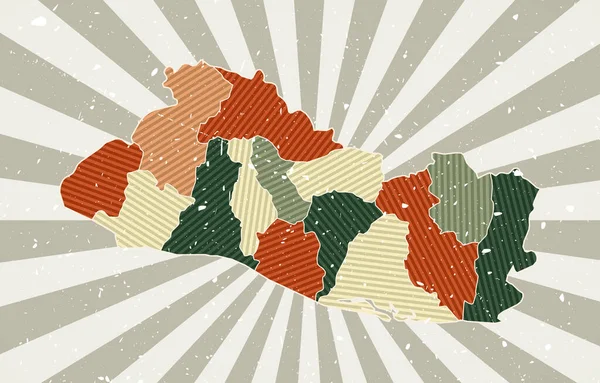 엘살바도르 공화국 빈티지 지도 Grunge poster with map of the country in retro color palette — 스톡 벡터