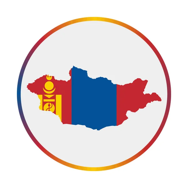 Icono de Mongolia Forma del país con bandera de Mongolia Signo redondo con anillo de degradado de colores de la bandera — Archivo Imágenes Vectoriales