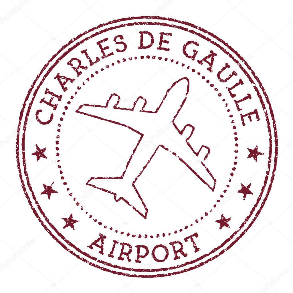 Charles de Gaulle Airport stamp Airport of Paris round logo Vector illustration
