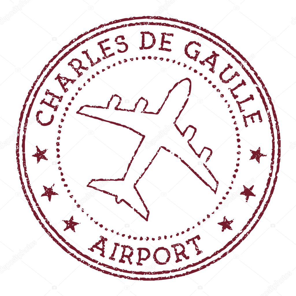 Charles de Gaulle Airport stamp. Airport of Paris round logo. Vector illustration.