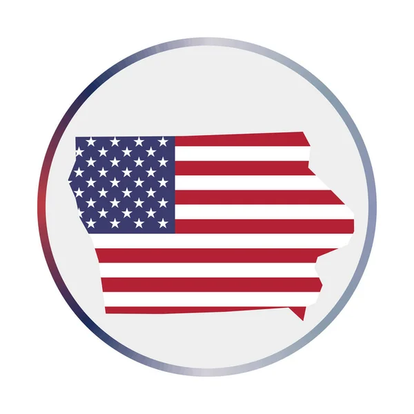Иконка Айова Форма штата США с флагом Айовы Круглый знак с цветом флага градиентное кольцо Тренд — стоковый вектор
