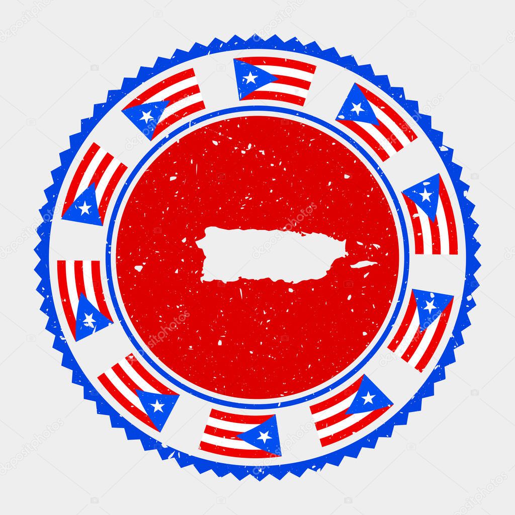 Puerto Rico grunge stamp. Round logo with map and flag of Puerto Rico. Country stamp. Vector illustration.