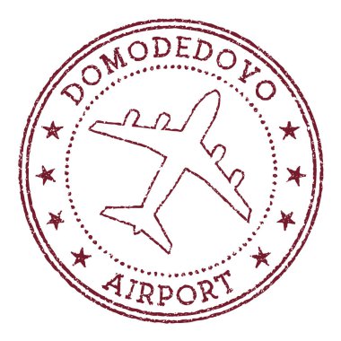 Domodedovo Havaalanı damgası Moskova Havalimanı yuvarlak logo Vektör illüstrasyonu