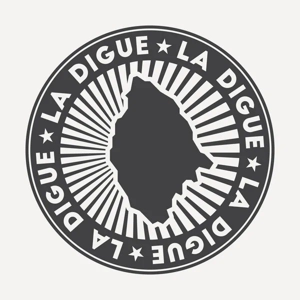 Logotipo redondo La Digue Insignia de viaje vintage con el nombre circular y el mapa del vector de la isla — Vector de stock